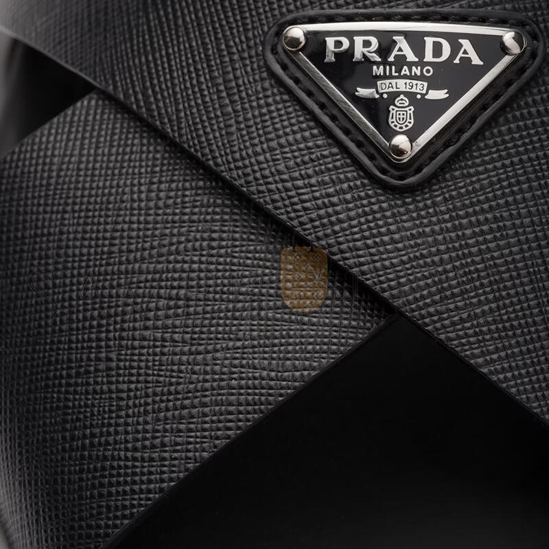 PRADA SAFFIANO LEATHER CRISSCROSS SLIDES 2X3081